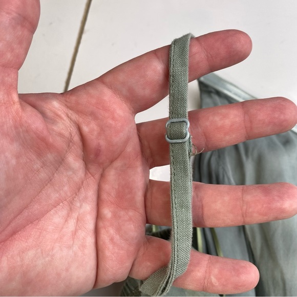 Seek The Label LightGreen 100% Linen One Shoulder Ruffle Tie Front Mini Dress XS - Picture 10 of 16